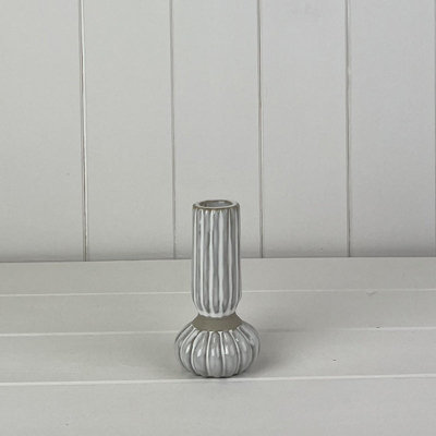 Satchville Glazed Ceramic Candle Holders With Texture Detail from B&Q