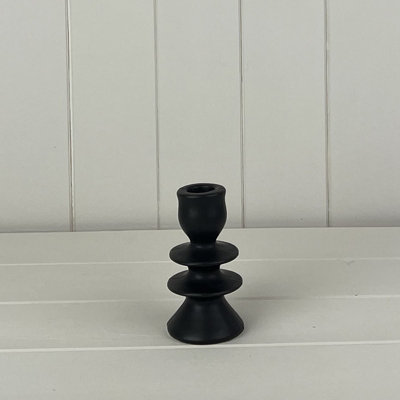  - Satchville Black Ceramic Candle Holders