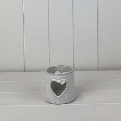 Satchville Glazed Ceramic Tealight Holder With Heart/star Cut-Out Detail from B&Q