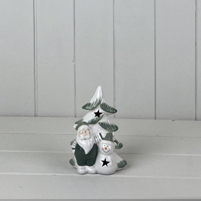 Satchville Green/white Ceramic Tree Decoration With Led from B&Q