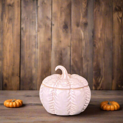 Satchville Glazed Ceramic Pumpkin Jar With Textured Detail from B&Q