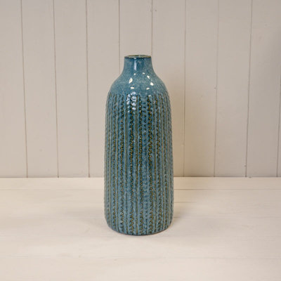 Satchville Blue Ceramic Vase Tall from B&Q