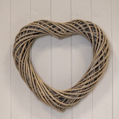 Satchville Grey Heart Thick Willow Wreath from B&Q