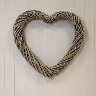 Satchville Grey Heart Thick Willow Wreath from B&Q