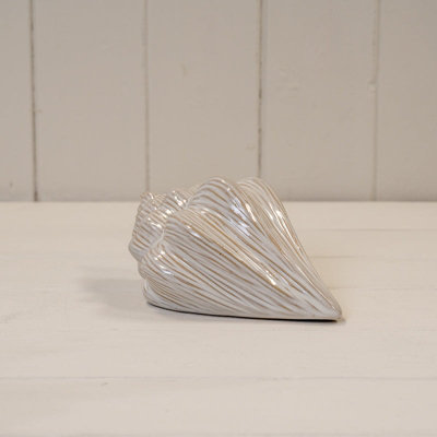 Satchville Glazed Ceramic Shell Ornament With Textured Detail from B&Q