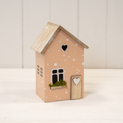  - Satchville Pink Wooden House Decoration