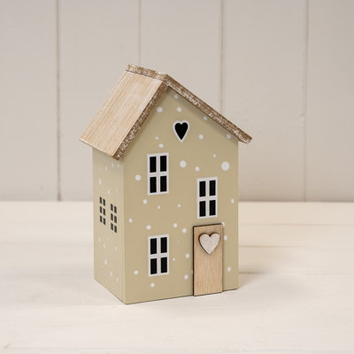  - Satchville Sage Green Wooden House Decoration