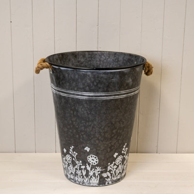 Satchville Zinc Planter Flower Design from B&Q