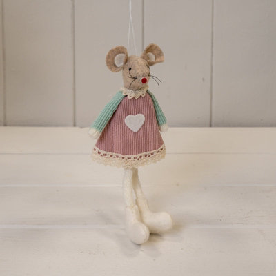 Satchville Pink And Green Fabric Hanging Mouse from B&Q