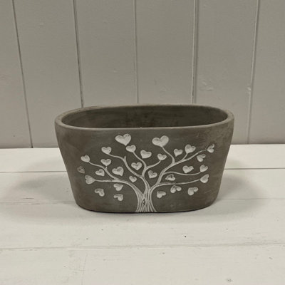 Satchville Grey Cement Love Tree Pot from B&Q