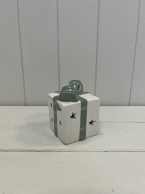 Satchville White/green Ceramic Present With Led from B&Q