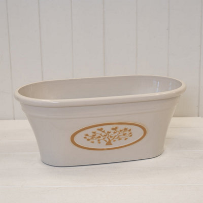  - Satchville Cream Round Love Heart Tree Trough Recycled Plastic Planter