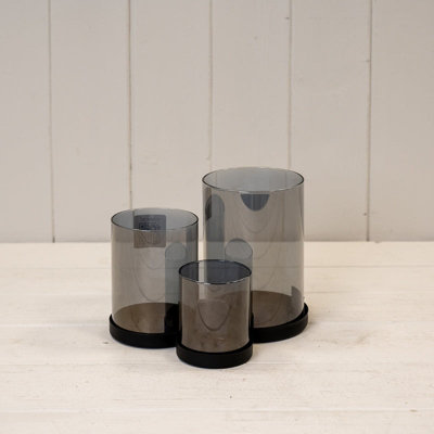 Satchville Black Glass Candle Holders With Metal Base from B&Q