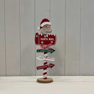  - Satchville Wooden 'santa Mail' Signpost With Christmas Gingerbread