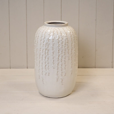 Satchville Cream Ceramic Ribbed Vase from B&Q