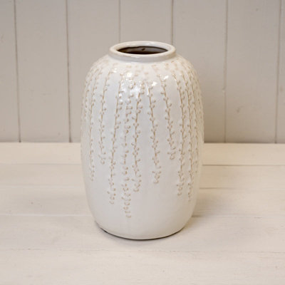 Satchville Cream Ceramic Ribbed Vase from B&Q