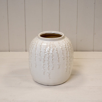 Satchville Cream Ceramic Ribbed Vase from B&Q