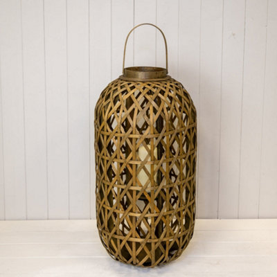Satchville Oval Bamboo Lantern With Glass Insert from B&Q