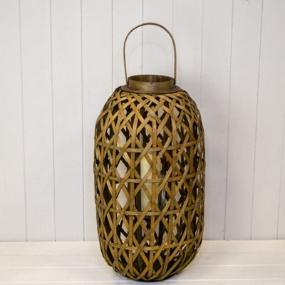 Satchville Oval Bamboo Lantern With Glass Insert from B&Q