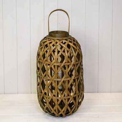 Satchville Oval Bamboo Lantern With Glass Insert from B&Q