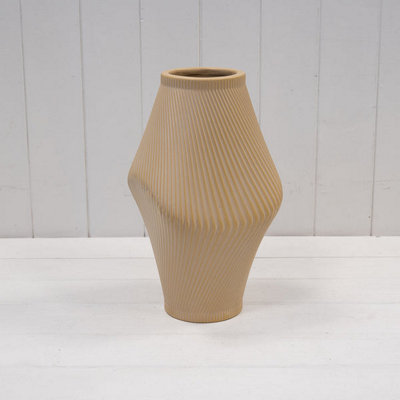 Satchville Modern Tan Sculptural Ribbed Vase from B&Q