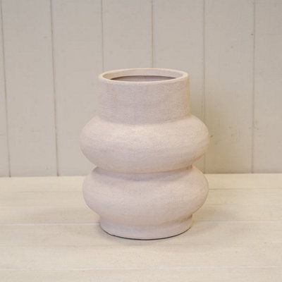 Satchville Stone White Sculptured Vase from B&Q