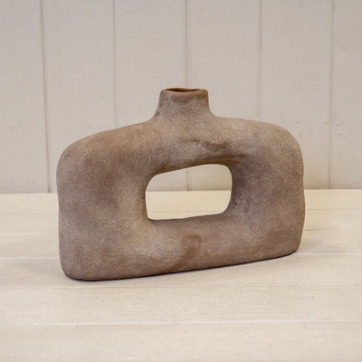Satchville Brown Textured Wide Sculptured Vase from B&Q
