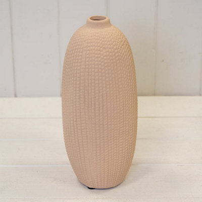 Satchville Tall Tan Textured Stone Vase from B&Q