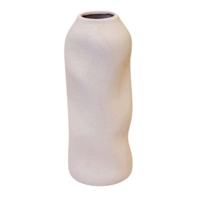 B&Q -  White Tall Sculptured Textured Vase