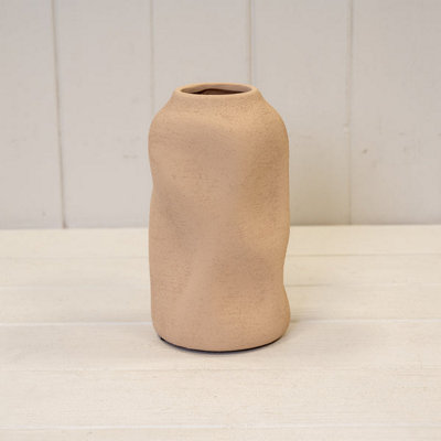 Satchville Tan Medium Textured Sculptured Vase from B&Q