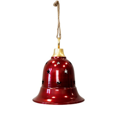 B&Q -  Glossy Red Metal Bell With Cutout Detail Large