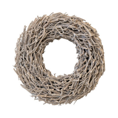 B&Q -  Whitewashed Root Branch Wreath 45Cm