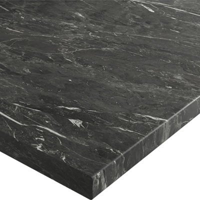 Wilsonart Marmo Nero Matt Black Marble Effect Laminate Post-Formed Edge Kitchen Breakfast Bar(L)3000mm (W)900mm (T)38mm from B&Q