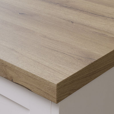 Omega Modern Ashdown Oak Square Edge Laminate Kitchen  Breakfast Bar4100 X 900mm X 38mm from B&Q