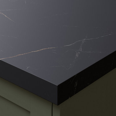 Omega Modern Laurent Marble Square Edge Laminate Kitchen Worktop3000 X 600mm X 38mm from B&Q
