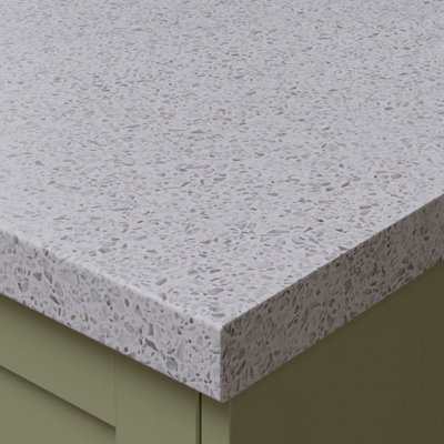 Options Plus Lunar Quartzstone Postformed Laminate Kitchen Worktop4100mm X 600mm X 38mm from B&Q