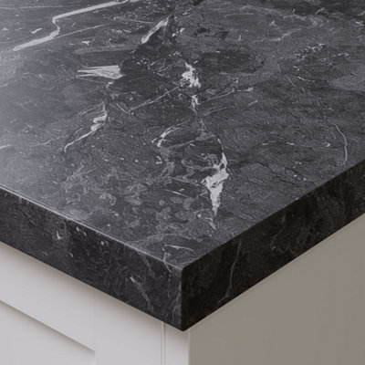 Omega Options Plus Marquina Marble  Postformed Laminate Kitchen Worktop3000mm X 600mm X 38mm from B&Q