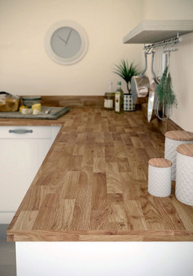 Options Stableford Oak Postformed Laminate Kitchen Breakfast Bar4100mm X 900mm X 38mm from B&Q