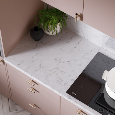 Omega Modern Tuscany Marble  Square Edge Laminate Kitchen Upstand3000 X 100mm X 20mm from B&Q