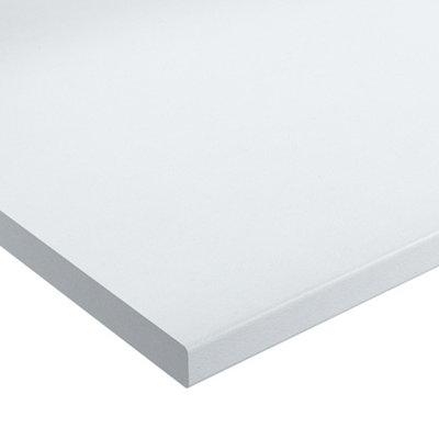 Wilsonart Blanc Chamonix White Crystal Effect Laminate Post-Formed Edge Kitchen Breakfast Bar(L)3000mm (W)900mm (T)38mm from B&Q