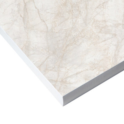 Wilsonart Pokhara Beige Marble Effect Compact Laminate Square Edge Kitchen Breakfast Bar(L)3000mm (W)900mm (T)12mm from B&Q