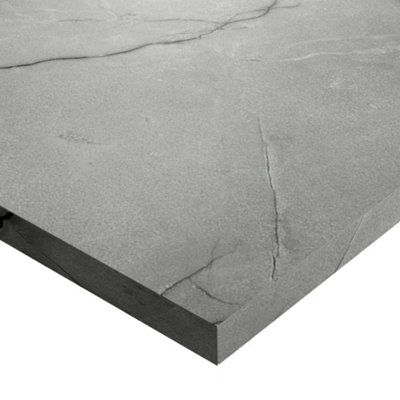 Wilsonart Marmo Grigio Matt Grey Marble Effect Laminate Square Edge Kitchen Breakfast Bar(L)3000mm (W)900mm (T)22mm from B&Q