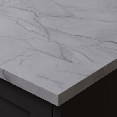Omega Sleek Emperador Marble Square Edge Laminate Kitchen Upstand3000 X 100mm X 20mm from B&Q