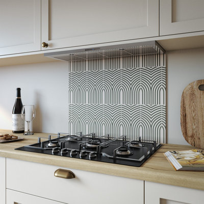 Alloy Arches Moss Kitchen Hob Splashback PanelHeat Resistant Aluminium SplashbackKitchen Wall ProtectorEasy Clean600X800mm from B&Q