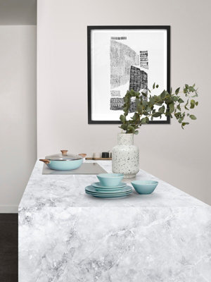 Zenith Marmo Treviso Worktop Sample 210mm X 148mm X 2mm from B&Q