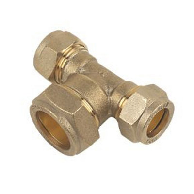 Plumbright Compression End Reduced Tee 15mm X 15mm X 22mm P70513 from B&Q