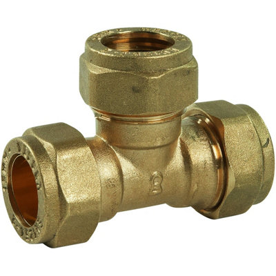 Plumbright Compression Equal Tee 22mm Dzr L701Dr.08 from B&Q