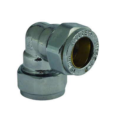 Plumbright Compression Equal Elbow 22mm Chrome Plated G31522Cp from B&Q