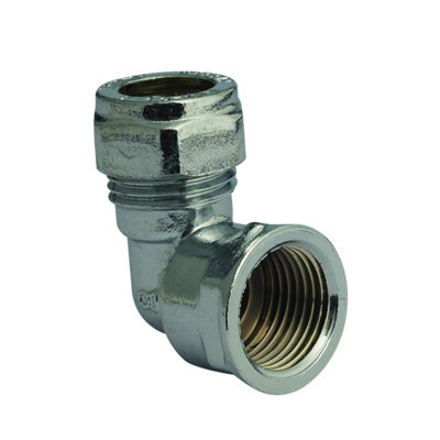 Plumbright Compression Elbow Female 15mm X 1/2" Chrome Plated P803Cp06 from B&Q