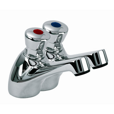 Brown Box Non Concussive Basin Pillar Taps Pair 604610 from B&Q